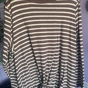 Maurices Brown and Cream Striped Long Sleeve Top